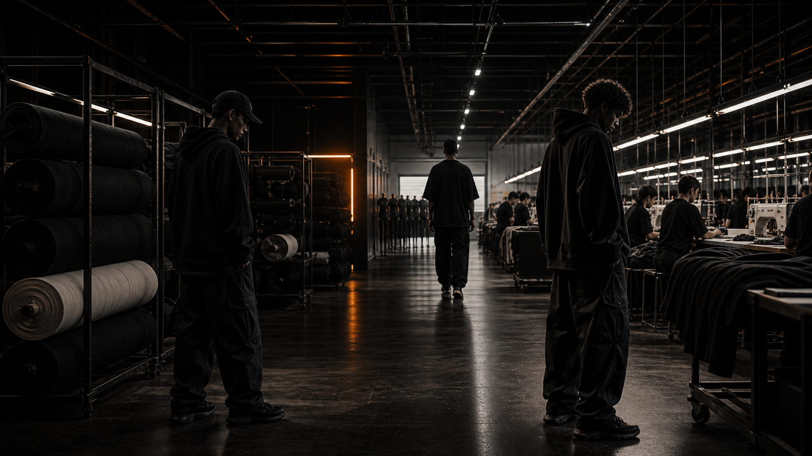 Industrial editorial garment production visual
